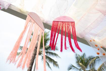 Ceiling and Floral detail — Pool Party decor — Alila Diwa Goa